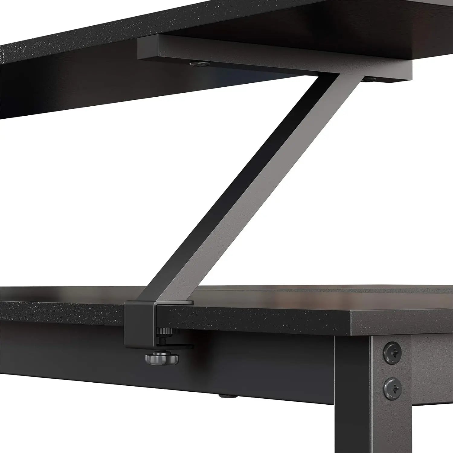 L-Schreibtisch platzsparend Monitoraufsatz schwarz Metall von Songmics