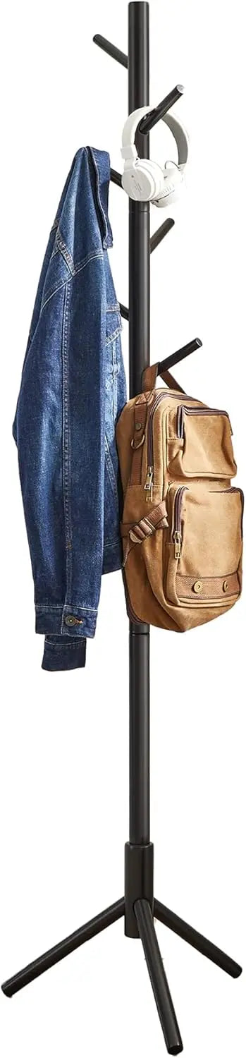 Garderobenständer Massivholz Baumform Verstellbar Schwarz von Songmics