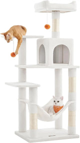 Kratzbaum Katzenhaus mit Hängematte cremeweiss von Songmics