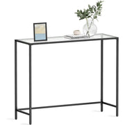 Konsolentisch Hartglas Modern Verstellbar Wohnzimmer Schwarz von Songmics