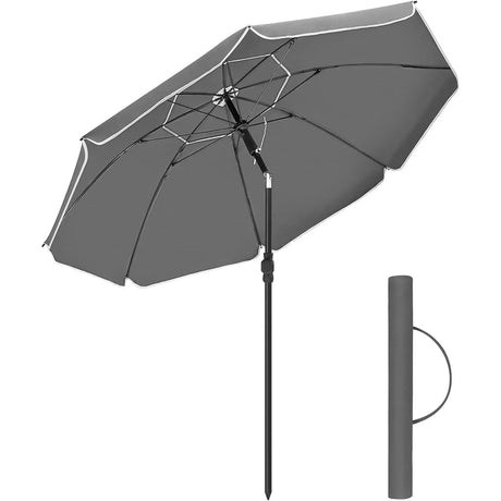 Sonnenschirm 160cm UPF50+ neigbar grau Polyester von Songmics