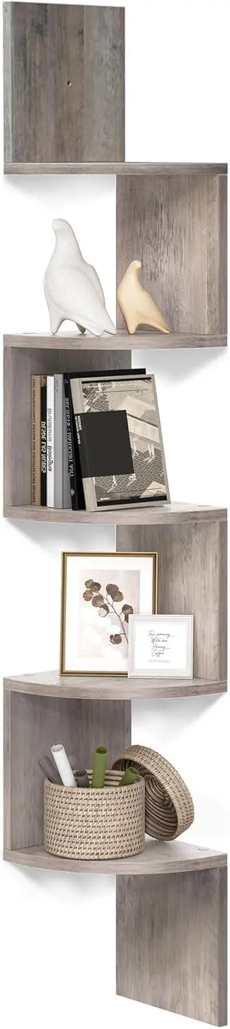 Eckregal Wandregal 5 Ebenen Greige von Songmics
