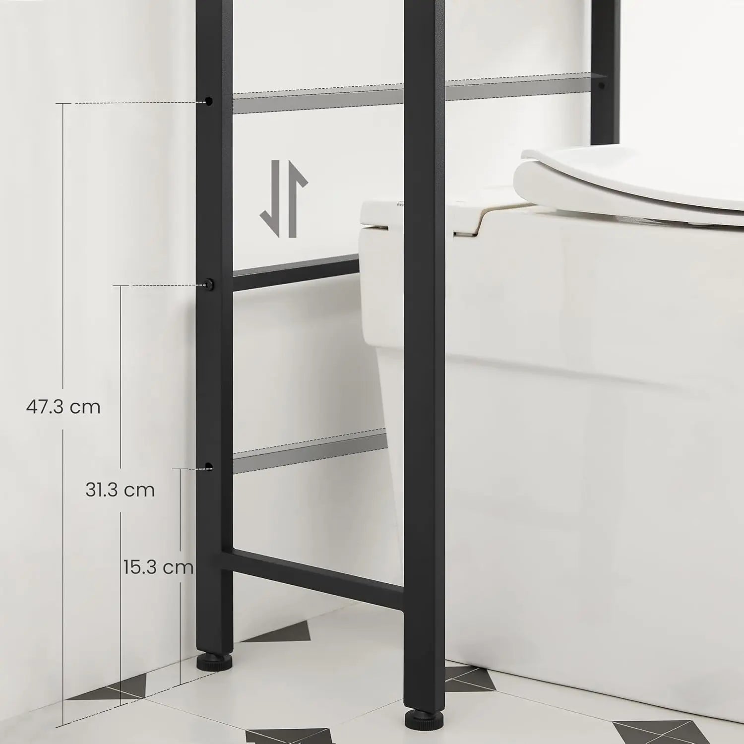 Toilettenregal 3 Ebenen Badezimmerregal Rustikal Braun von Songmics