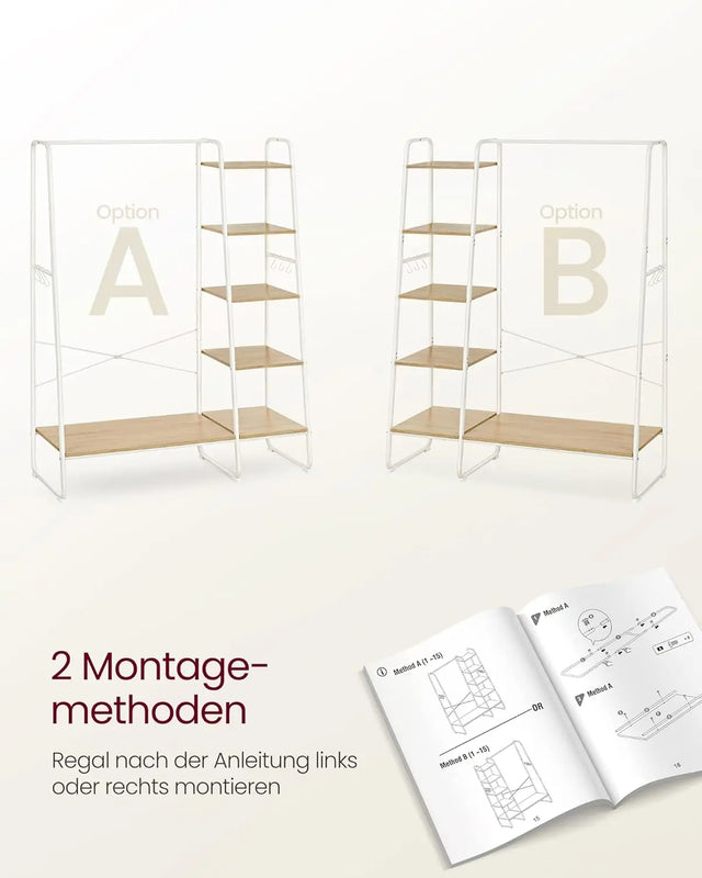 Kleiderständer mit Schuhablage Eichenfarben-Mattweiss von Songmics