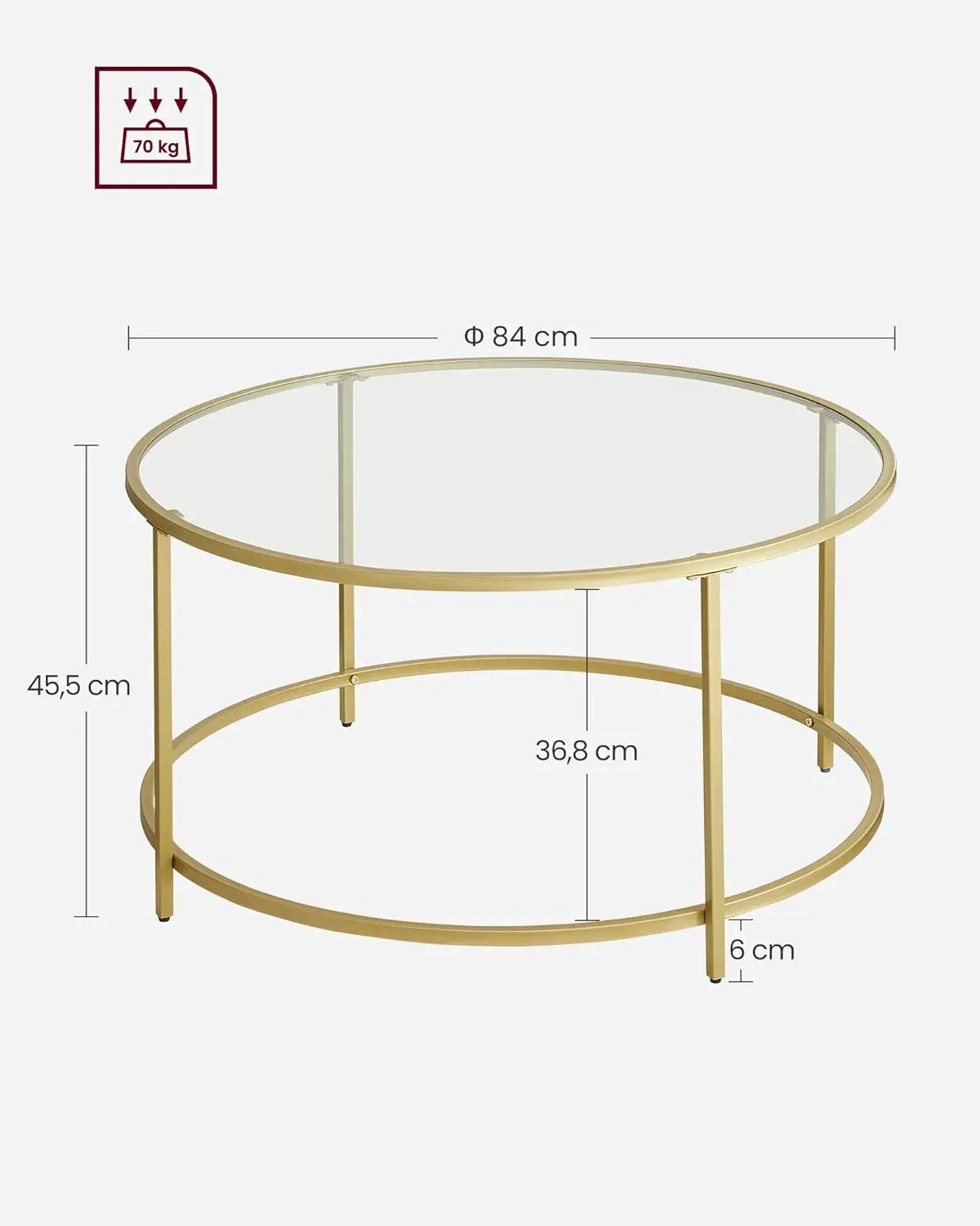 Couchtisch rund golden Stahl modern von Songmics
