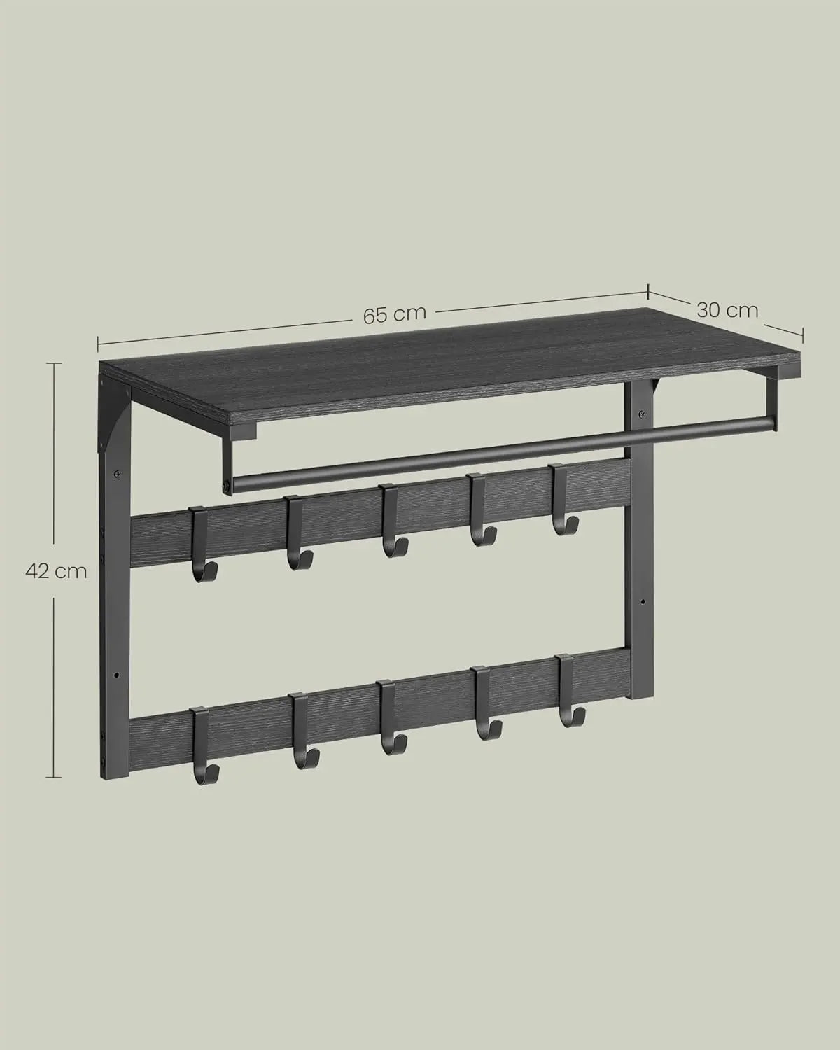 Wandgarderobe mit Ablage anthrazitgrau-schwarz von Songmics