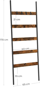 Schrägleiterregal Handtuchhalter 5 Ebenen Braun Schwarz von Songmics