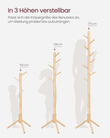 Garderobenständer Massivholz Baumform Naturfarben von Songmics
