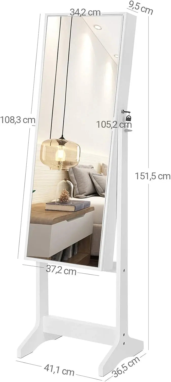 Schmuckschrank Standspiegel weiss Holz Ganzkörper von Songmics