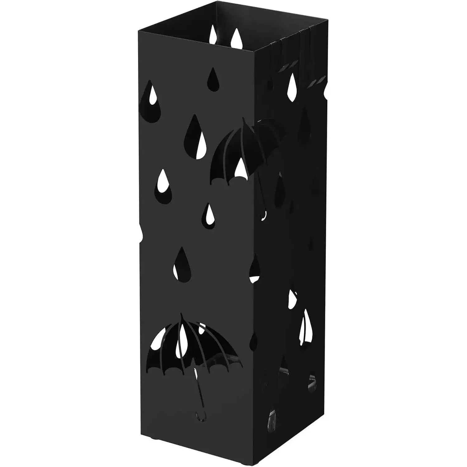 Regenschirmständer Metall quadratisch mit Haken Muster Regenschirme Schwarz von Songmics