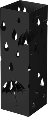 Regenschirmständer Metall quadratisch mit Haken Muster Regenschirme Schwarz von Songmics