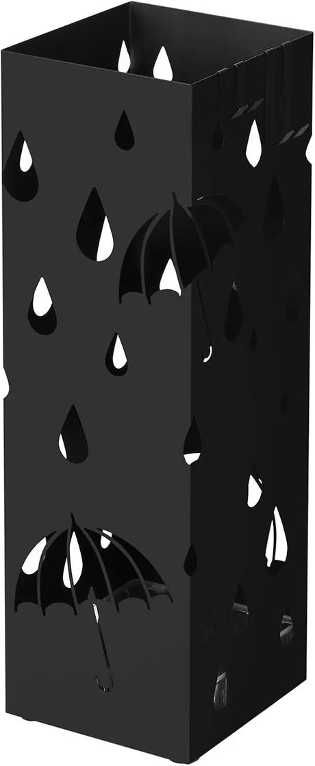 Regenschirmständer Metall quadratisch mit Haken Muster Regenschirme Schwarz von Songmics