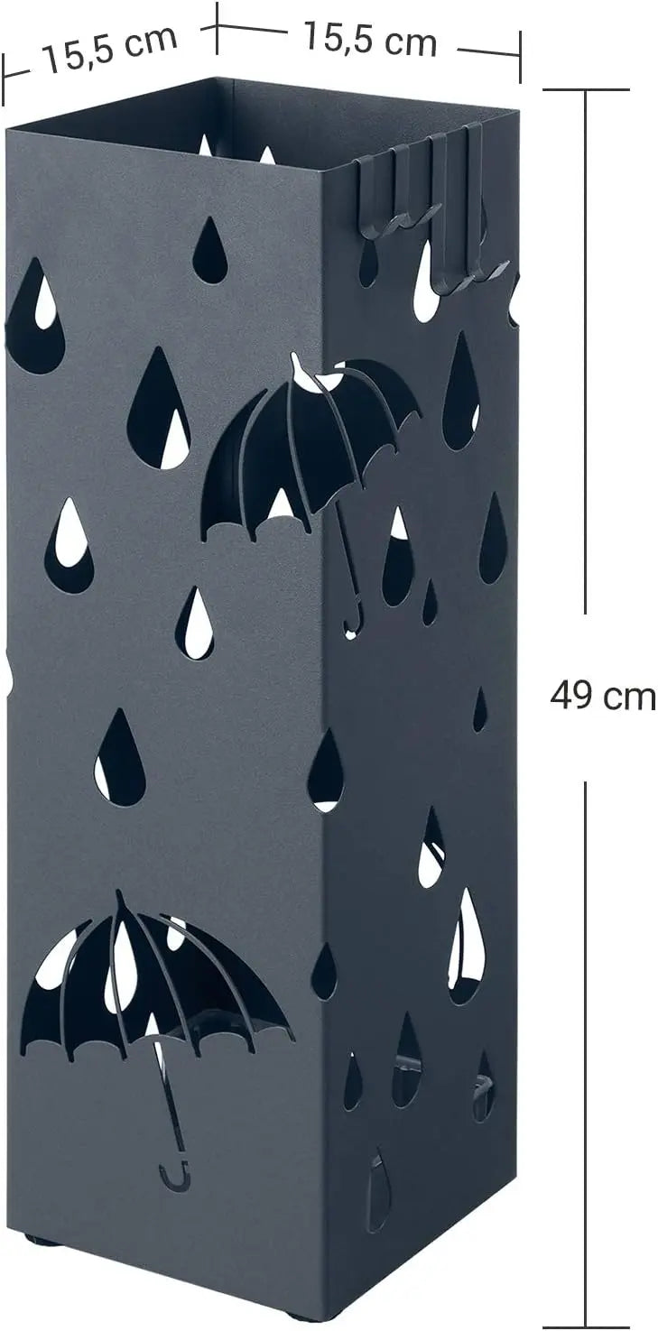 Regenschirmständer Metall quadratisch mit Haken Muster Regenschirme Anthrazit von Songmics