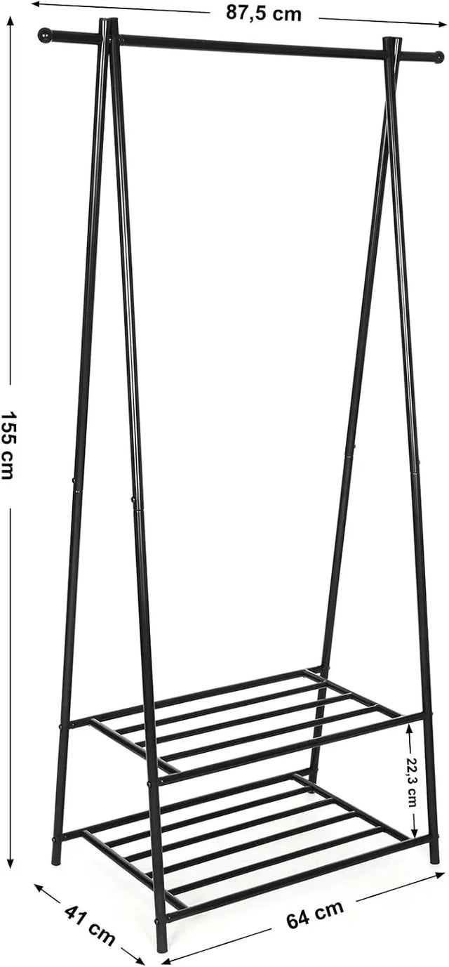 Kleiderständer mit Ablagen Metallgestell Schwarz von Songmics