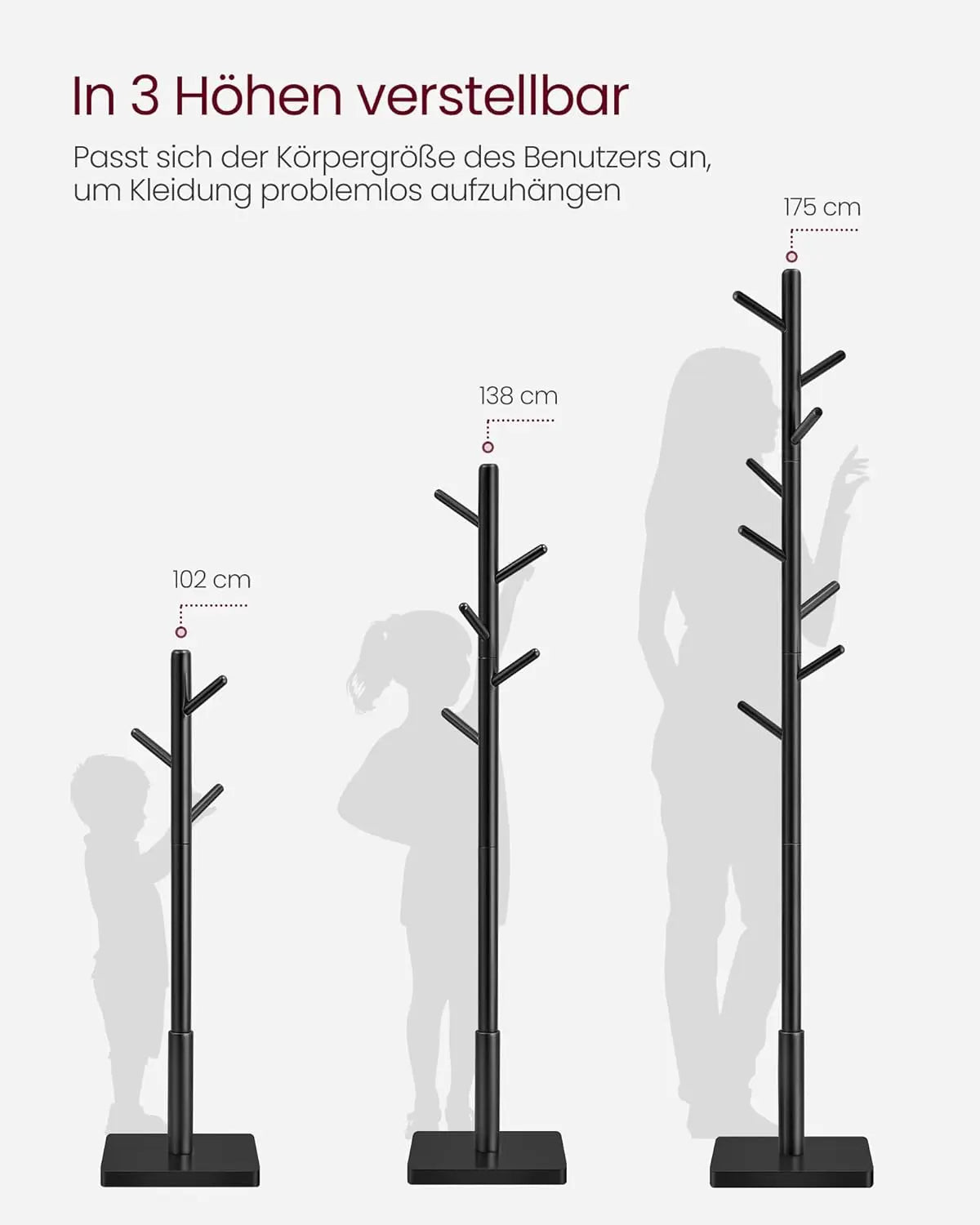 Garderobenständer Massivholz Baumform Tintenschwarz von Songmics