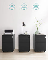 Rollcontainer Büroschrank mit Schubladen Schwarz von Songmics