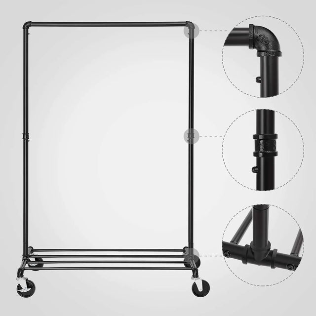 Kleiderständer Industrie-Design mit Ablage Schwarz von Songmics