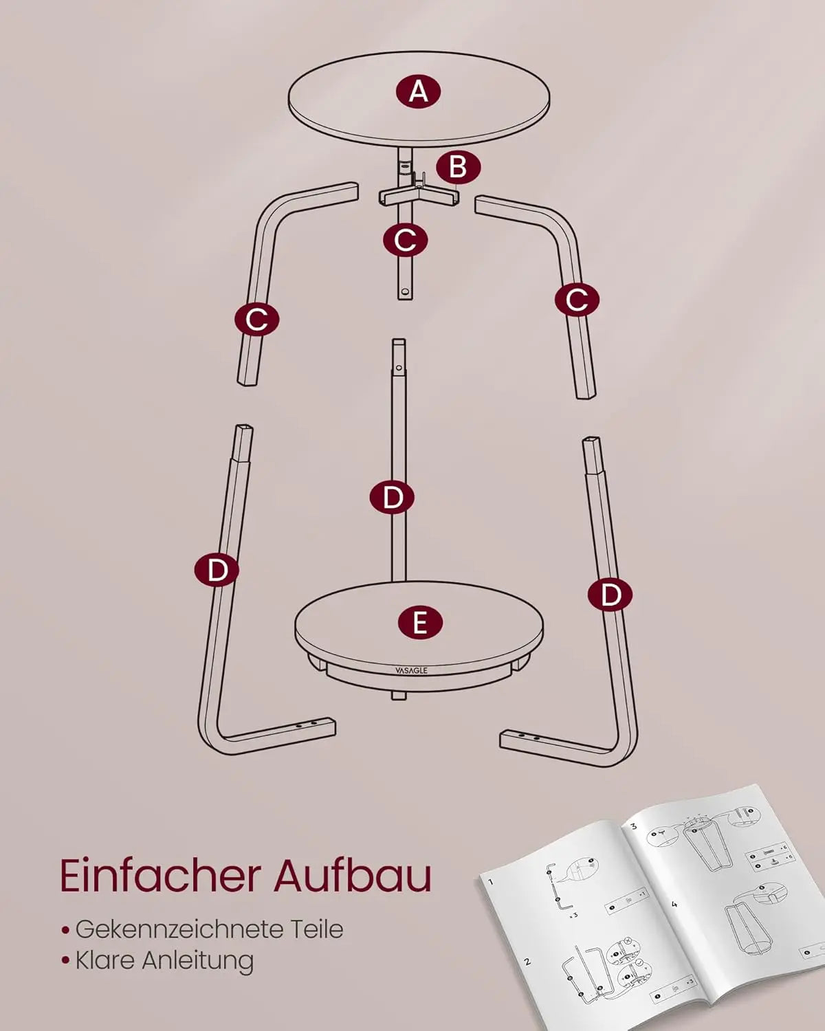 Beistelltisch rund modern marmorweiss von Songmics