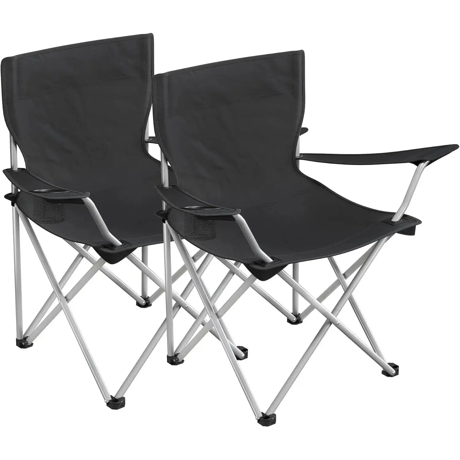 Campingstuhl 2er-Set klappbar schwarz Stahl von Songmics