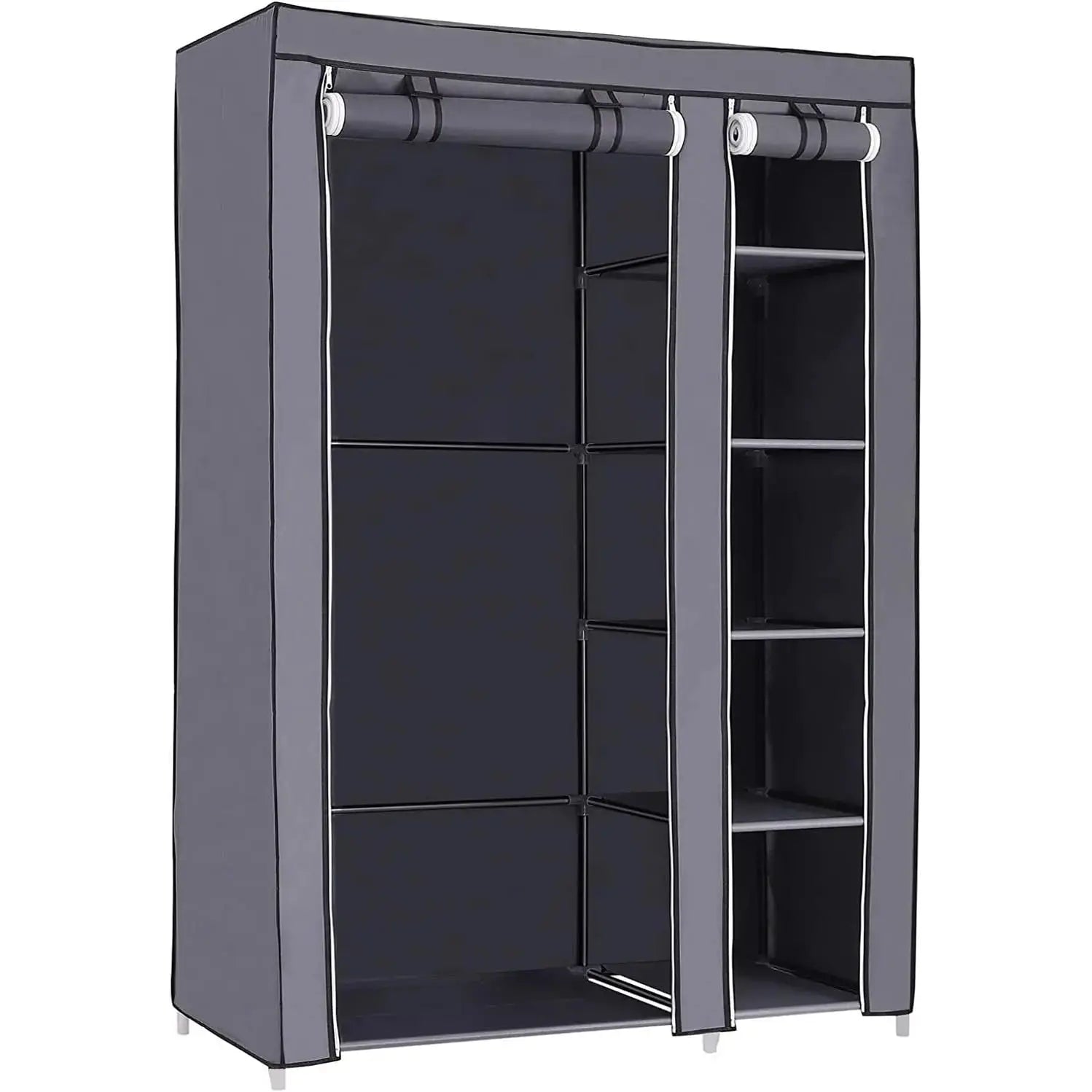 Stoffschrank Faltschrank Kleiderschrank mit Kleiderstange Grau von Songmics