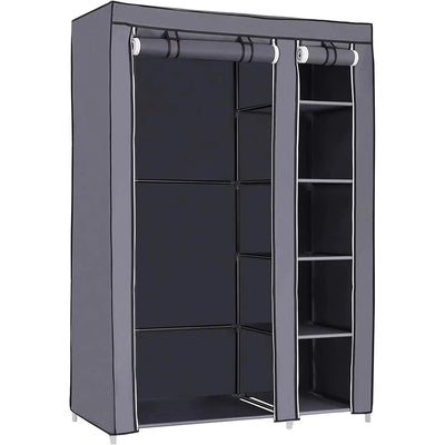Stoffschrank Faltschrank Kleiderschrank mit Kleiderstange Grau