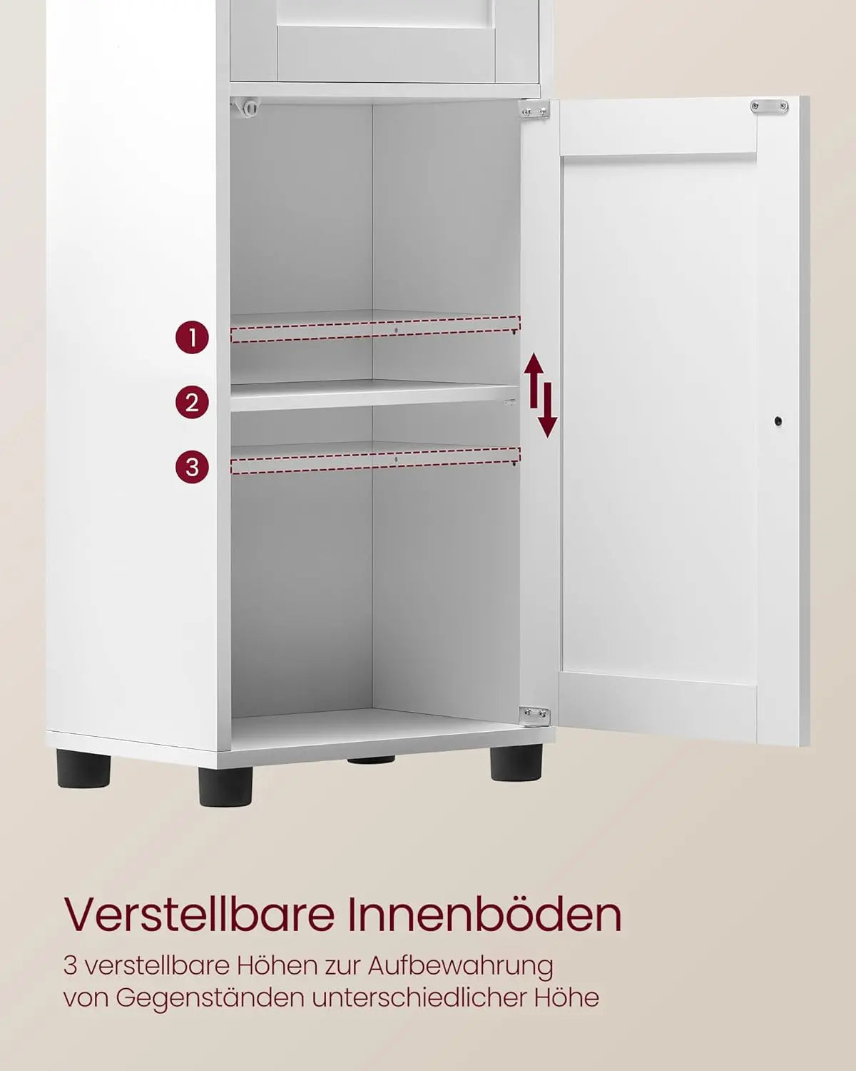 Badezimmerschrank schmal Glastür wolkenweiss Holz von Songmics