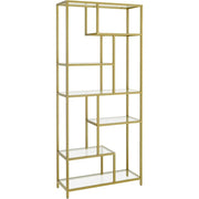 Bücherregal 6 Etagen Glas Gold Metall von Songmics