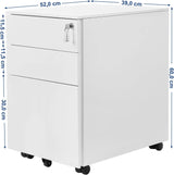 Rollcontainer Büroschrank mit Schubladen Weiss von Songmics