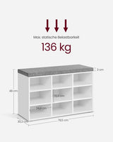 Schuhbank mit Stauraum und Kissen Taubengrau von guteszeug.ch