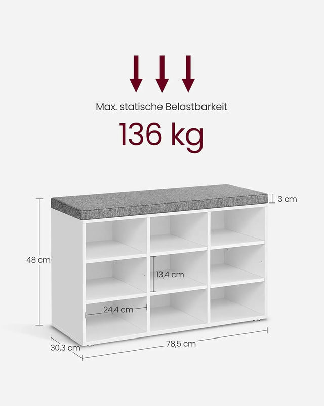Schuhbank mit Stauraum und Kissen Taubengrau von guteszeug.ch