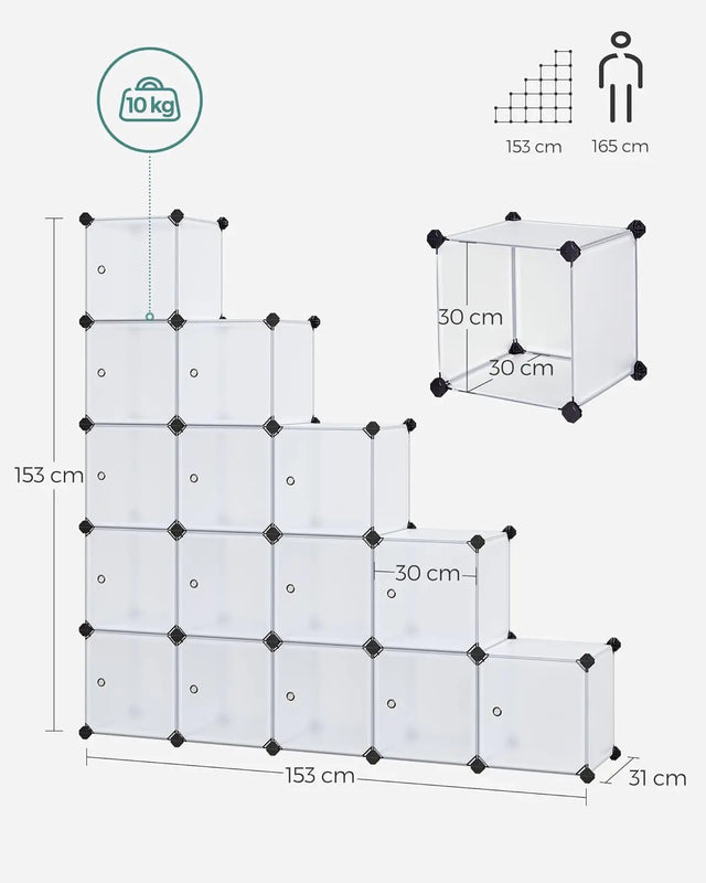 Regalsystem Steckregal Kleiderschrank Kunststoff Weiss von Songmics
