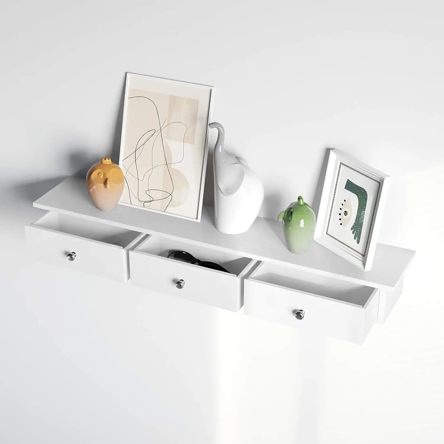 Wandregal mit Schubladen modern platzsparend weiss von Songmics