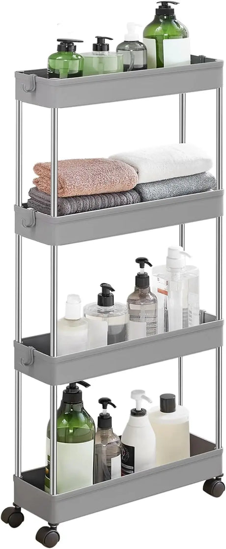 Rollwagen Küchenregal mit Haken Grau von Songmics