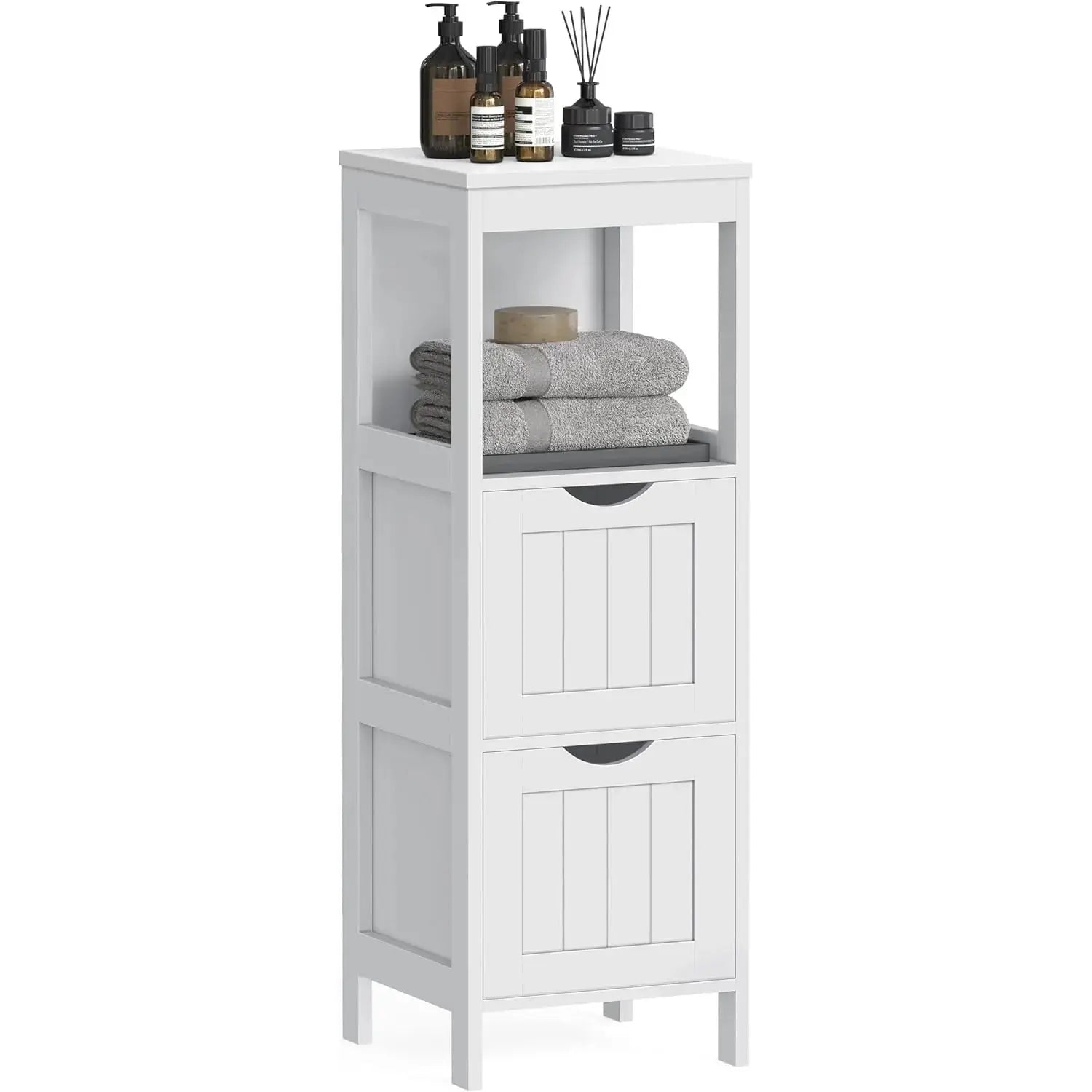 Badkommode Holzregal 4 Etagen Weiss von Songmics