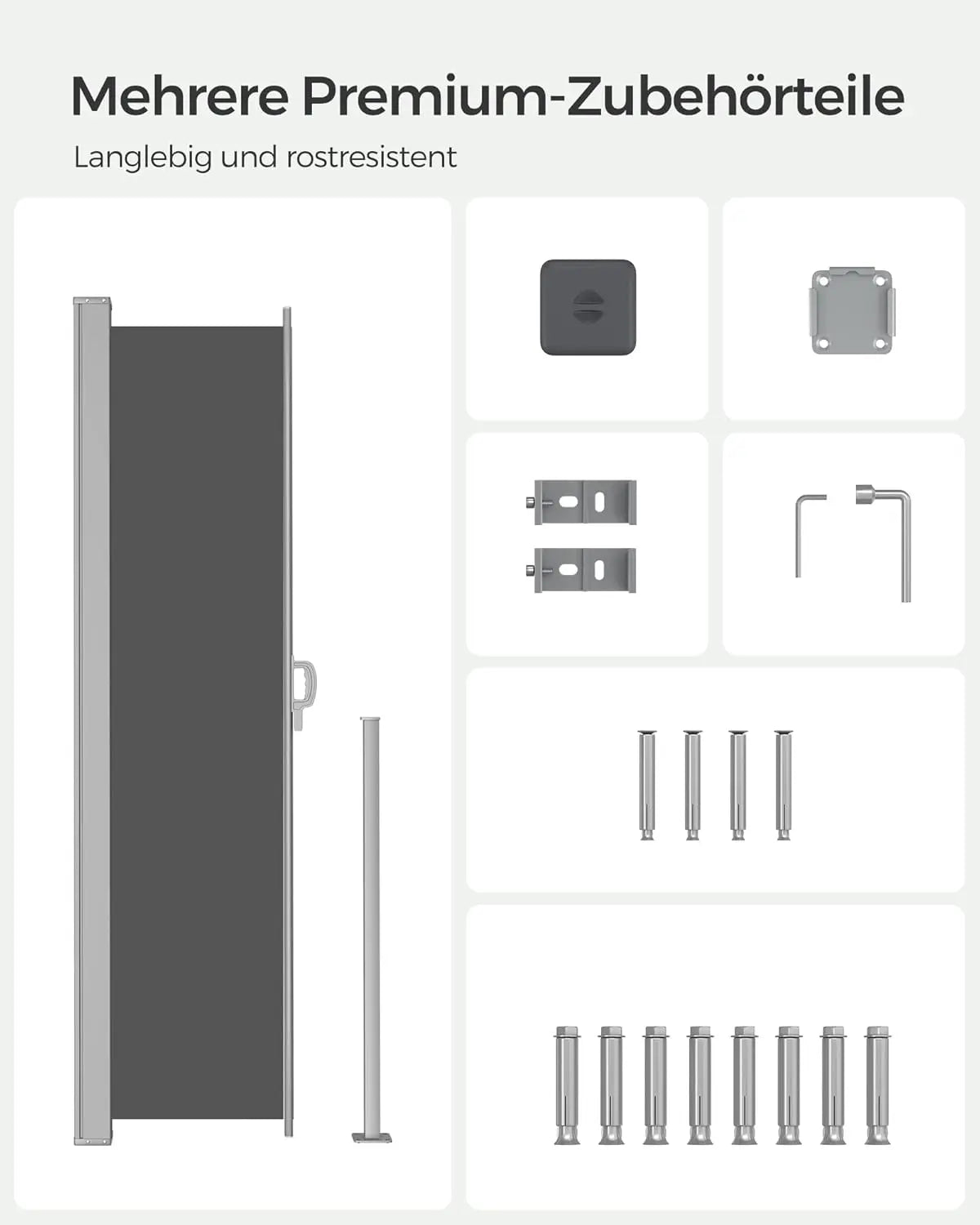 Seitenmarkise ausziehbar anthrazit Stahl 180x300cm von guteszeug.ch