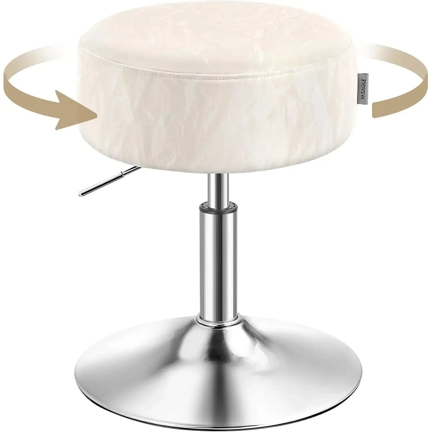 Schminkhocker höhenverstellbar drehbar cremeweiss PU von guteszeug.ch