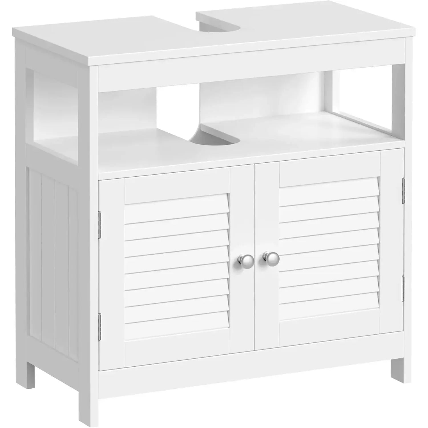 Waschbeckenunterschrank mit Lamellentüren wolkenweiss von Songmics