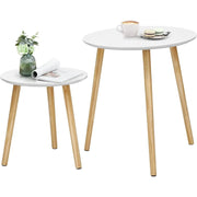 Beistelltisch-Set skandinavisch Kiefernholz Weiss von Songmics
