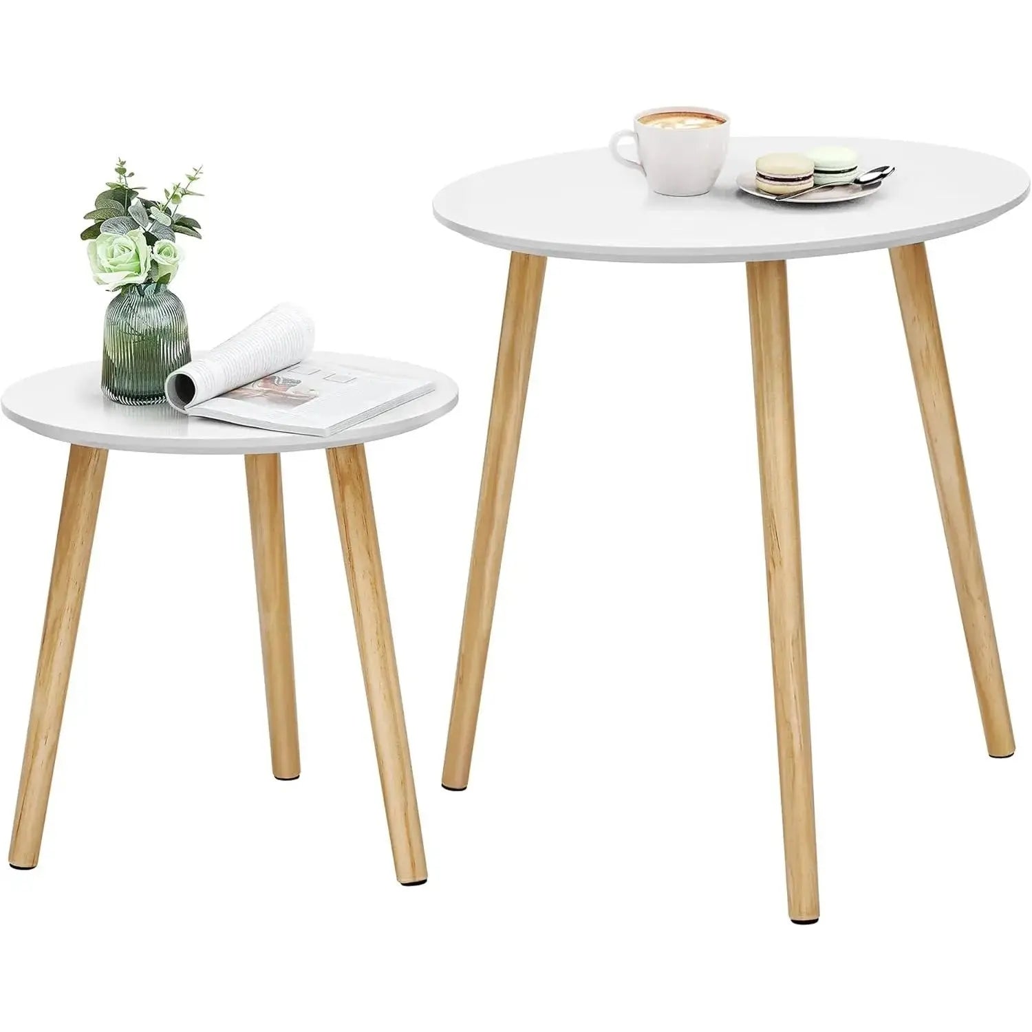 Beistelltisch-Set skandinavisch Kiefernholz Weiss von Songmics