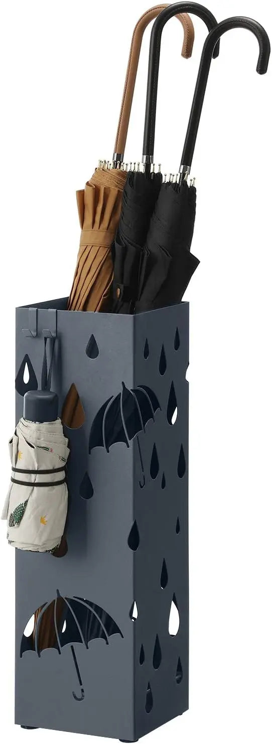 Regenschirmständer Metall quadratisch mit Haken Muster Regenschirme Anthrazit von Songmics
