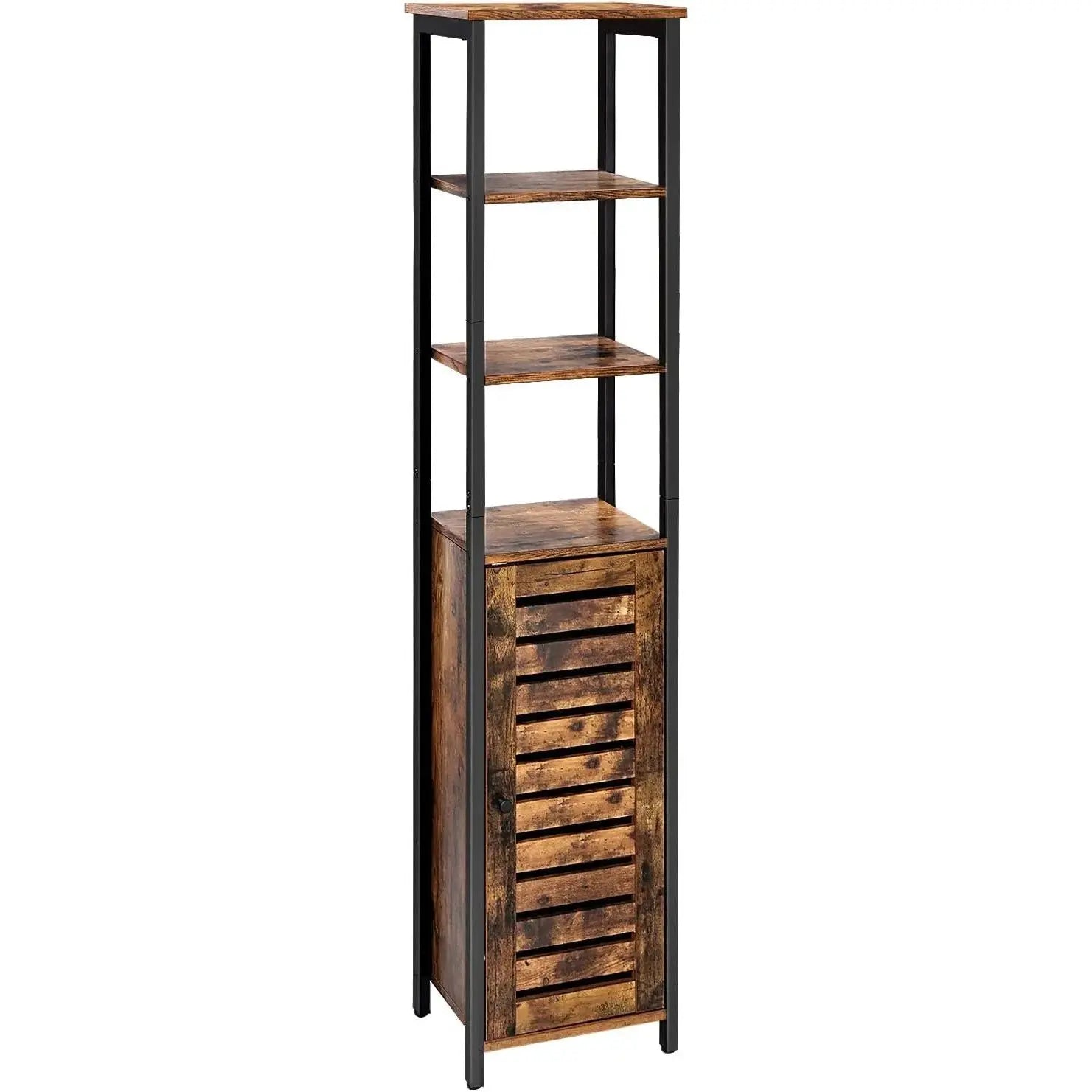 Hochschrank Schmal Offene Versteckte Ablagen Vintagebraun von Songmics