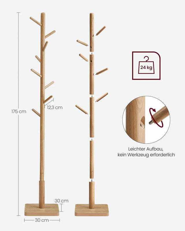 Garderobenständer Massivholz Baumform Naturbeige von Songmics