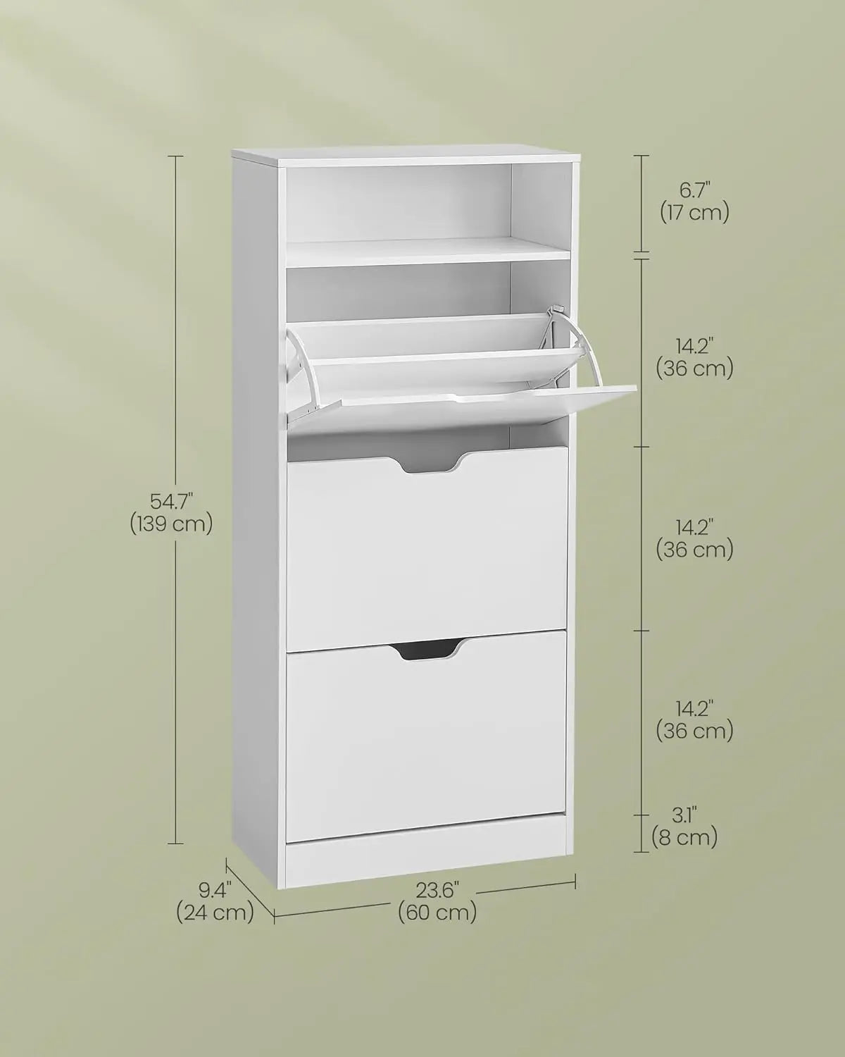 Schuhschrank 3-Fächer Weiss Holz von Songmics