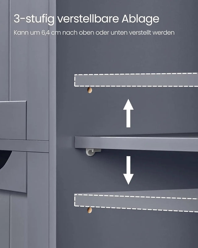 Badezimmerschrank mit Schubladen und Tür Grau von Songmics