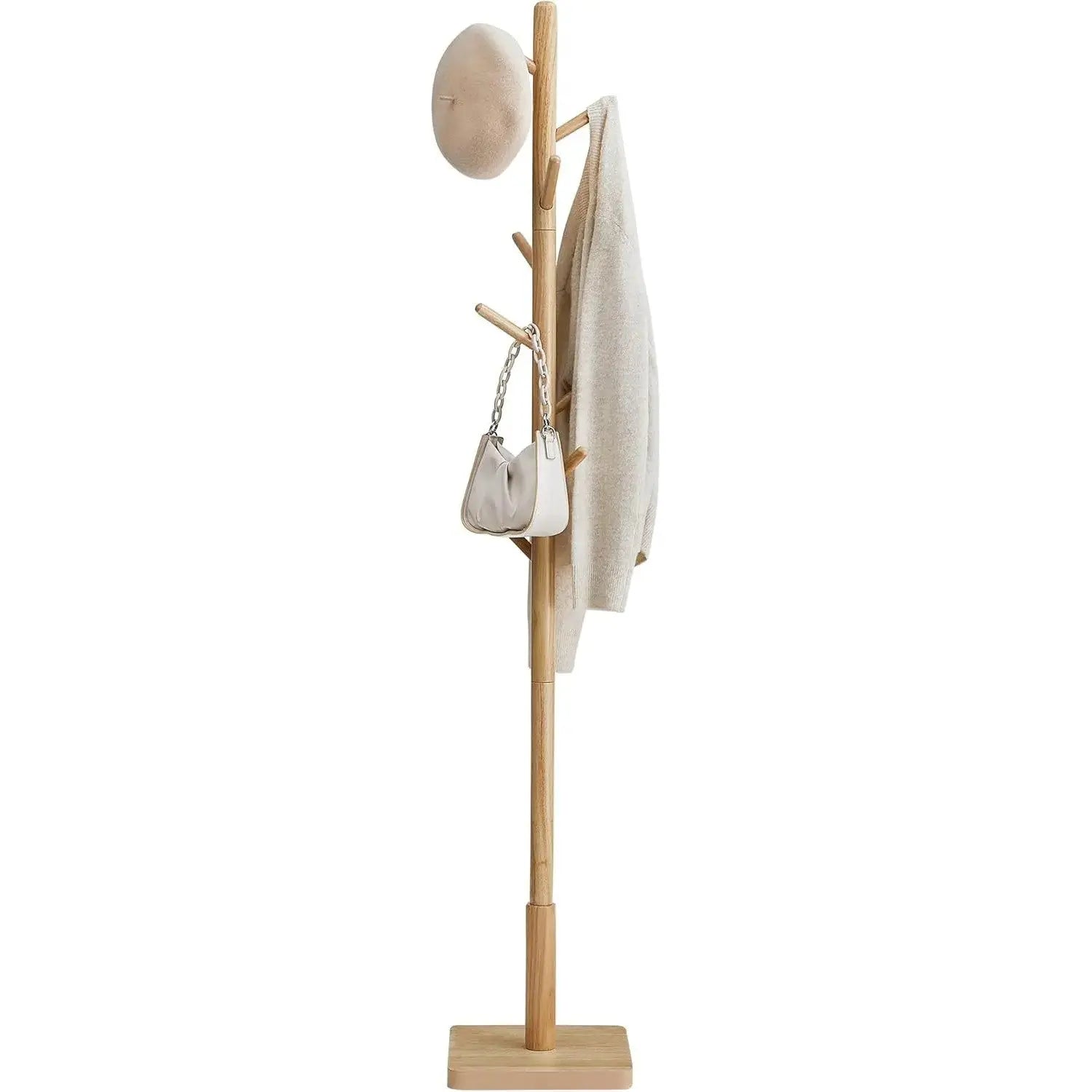 Garderobenständer Massivholz Baumform Naturbeige von Songmics