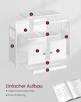 Waschbeckenunterschrank mit Lamellentüren wolkenweiss von Songmics