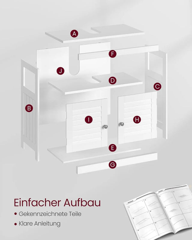 Waschbeckenunterschrank mit Lamellentüren wolkenweiss von Songmics