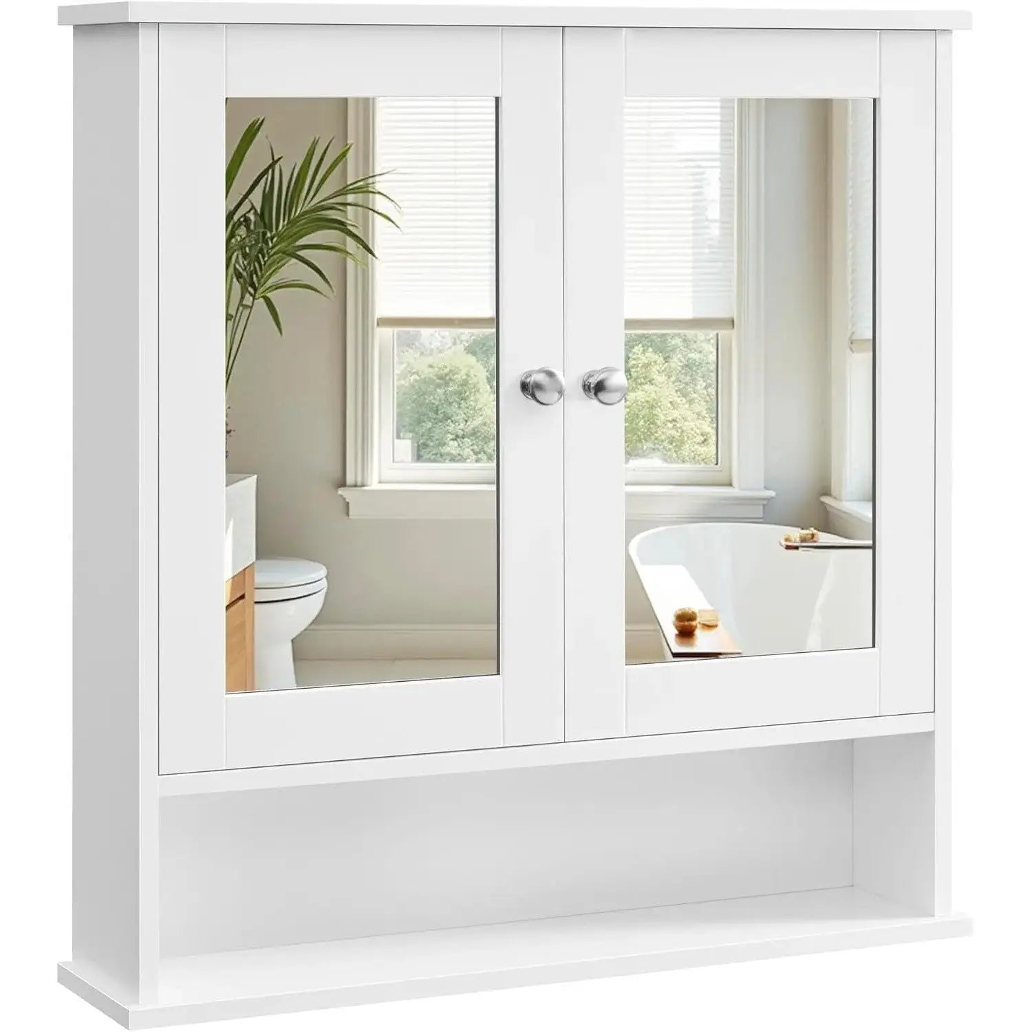 Spiegelschrank mit Spiegeltüren und Ablage Weiss von Songmics