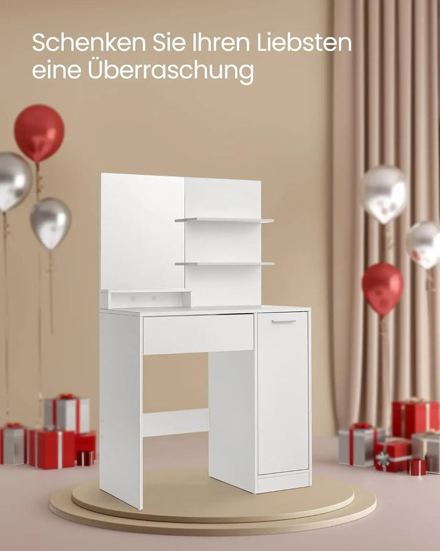 Schminktisch mit Spiegel und Ablagen Weiss von Songmics