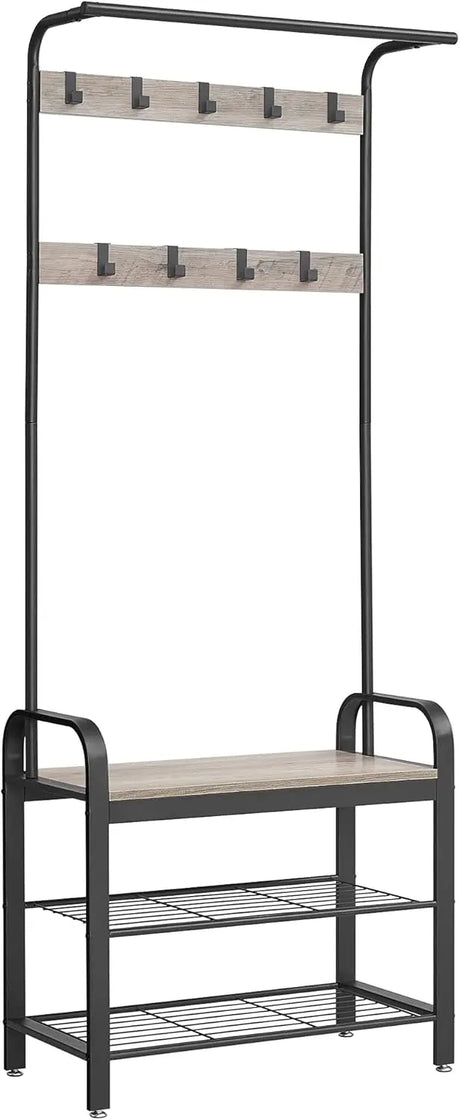 Garderobenständer mit Schuhbank Industrie-Design Greige von Songmics